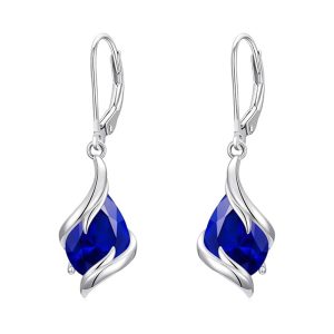 Radiant Sapphire-Hued Crystal Drop Earrings - Blue