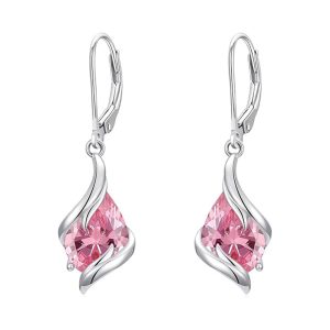 Radiant Sapphire-Hued Crystal Drop Earrings - Pink