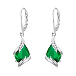 Radiant Sapphire-Hued Crystal Drop Earrings - Green