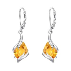 Radiant Sapphire-Hued Crystal Drop Earrings - Yellow